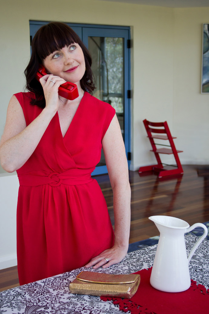 Red dress and telephone