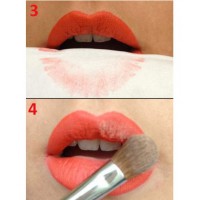 (3.) Blot with tissue (4.) Dust with loose powder